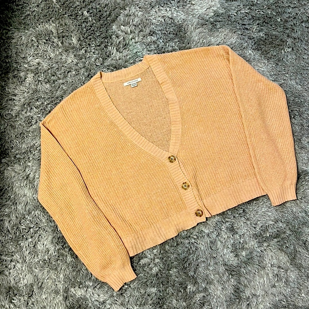 American Eagle Oversized  V Neck Cropped Cardigan